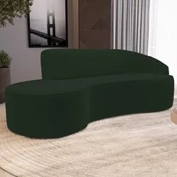 Sofá Living  3 Lugares 260cm Braço Direito Mozart D06 Veludo Verde - M