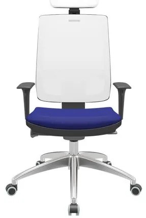 Cadeira Office Brizza Tela Branca Com Encosto Assento Aero Azul Autocompensador 126cm - 63250 Sun House
