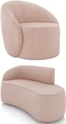 Sofá 2 Lugares 140cm Wendi e Poltrona Steve Veludo Rose I01  - Mpozena