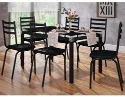 Jogo de Mesa Malva 140cm e 6 Cadeiras 118 Preto - Artefamol