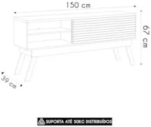Rack Bancada de TV 65 Pol 150cm Keli Z10 Off/Cinamomo - Mpozenato