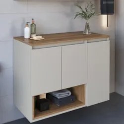 Gabinete de Banheiro 80cm Para Cuba 3 Portas Taos Mel/Arenas F10 - Mpo