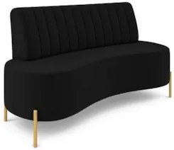 Sofá 2 Lugares 135cm Pés Aço Dourado Tamar Veludo Preto Z08 - Mpozenat
