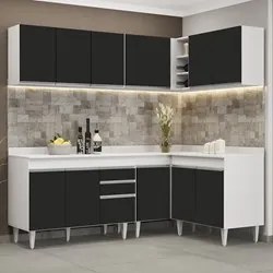 Armário de Cozinha Modulado de Canto 6 Peças CP29 Balcão com Tampo Bra