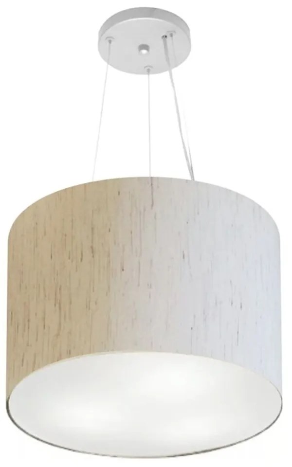 Lustre Pendente Cilíndrico Md-4183 Cúpula em Tecido 40x30cm Linho Bege - Bivolt
