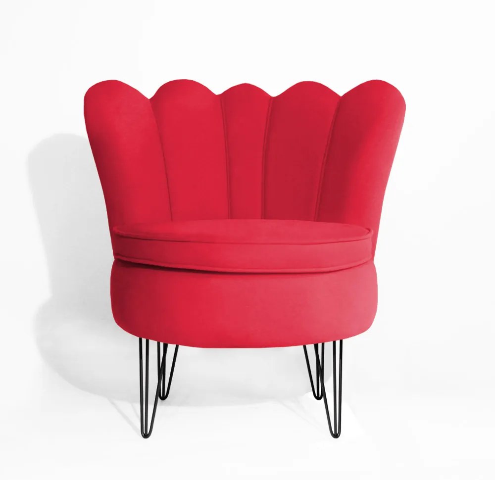 Conjunto 2 Poltrona Dália Pés Hairpin Legs Bronze Veludo Vermelho