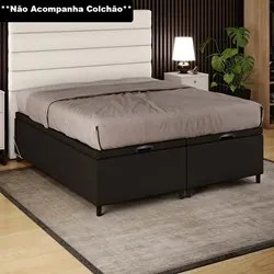 Base Cama Box Baú Casal Queen 158cm Hit I02 Suede Marrom - Mpozenato
