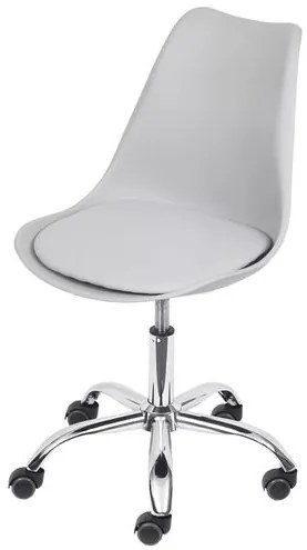Cadeira Leda Eames Polipropileno cor Cinza com Base Rodizio Cromado - 69606 Sun House
