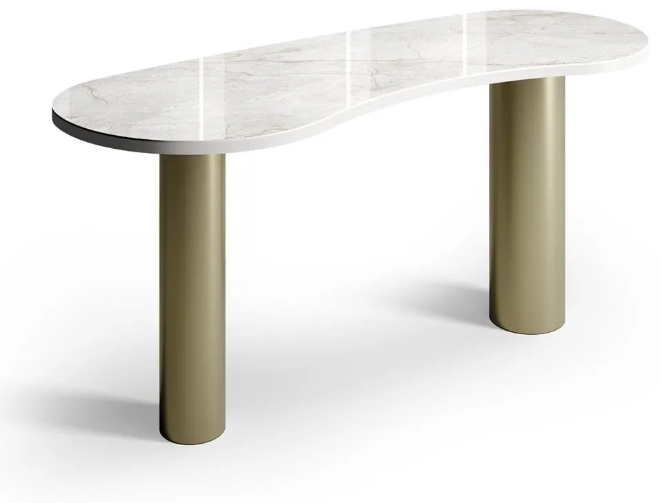 Aparador Koralle Design Orgânico Tampo em Vidro Marmorizado Bases Cilíndricas em Aço Carbono com Pintura Epóxi