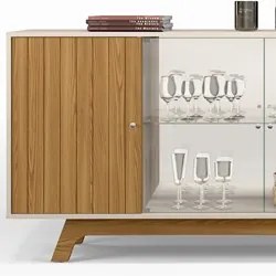 Balcão Buffet Aparador para Sala de Jantar Grace D04 Carvalho Europeu/