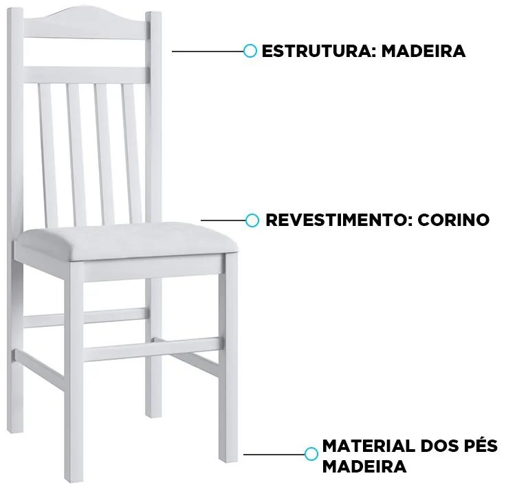 Conjunto 2 Cadeiras Madeira E Tecido Corino 300 - Branco