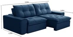 Sofá Retrátil Reclinável 3 Lugares 210cm Argon F05 Veludo Azul - Mpoze