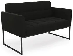 Sofá Namoradeira e 2 Poltronas Base Industrial Preto Ana Suede Preto -