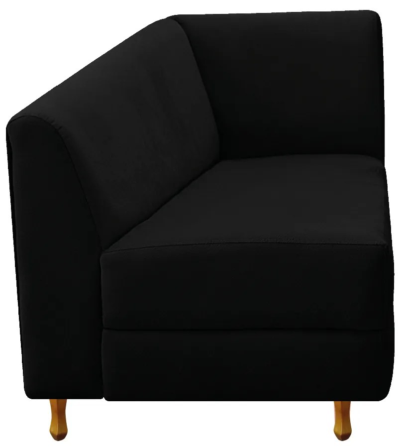 Recamier Valéria 140cm Lado Esquerdo Suede Preto - ADJ Decor