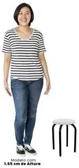 Kit 6 Banquetas Baixas Empilháveis em Aço Maviê Sintético Branco/Preto