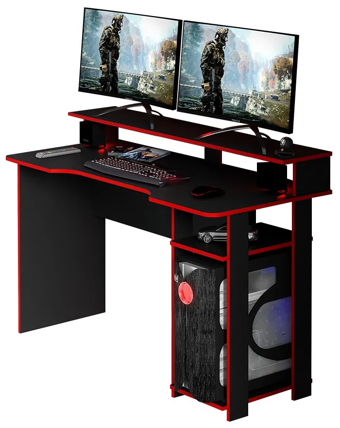 Mesa para Escritório Home Office Gamer ME4153 MDP Preto/Vermelho G69 - Gran Belo