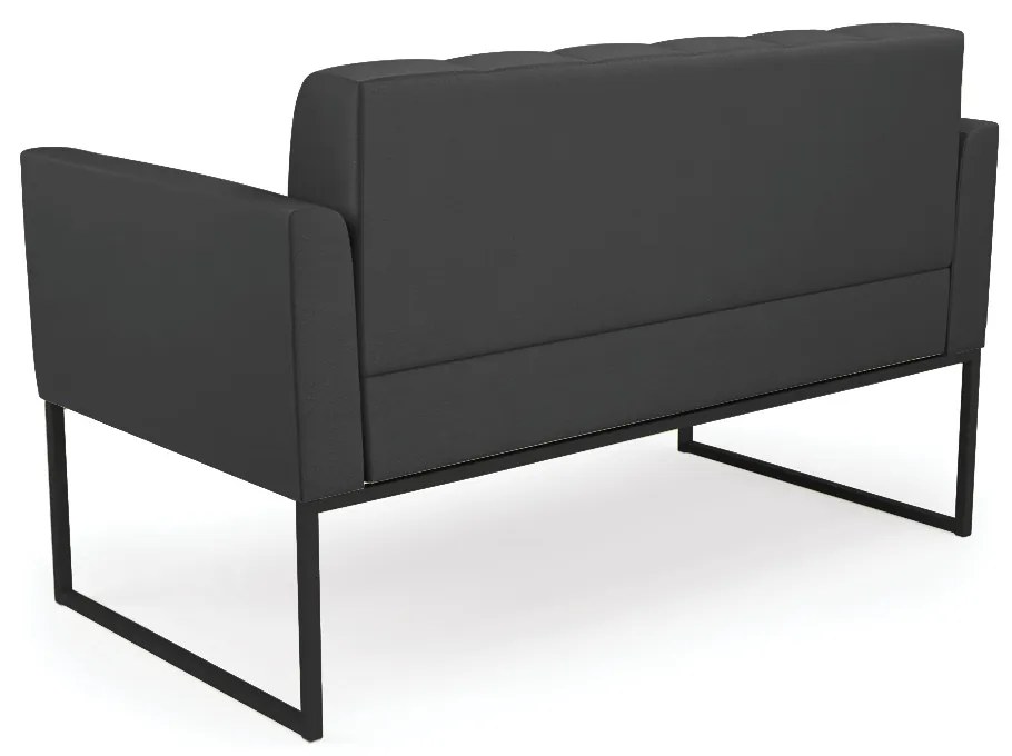 Kit 1 Sofá Namoradeira e 1 Poltrona Elisa Corino Base Metálica Industrial Preto - D'Rossi - Preto