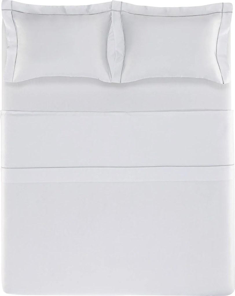 Jogo de Cama Trussardi Girelli Bambu 300 Fios Branco e Platino - Queen Queen