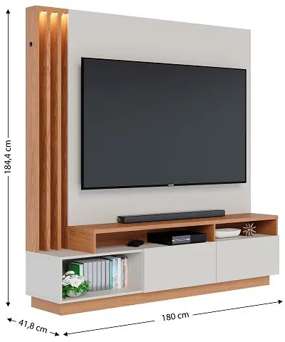 Home Theater Humaita Off White Matte/Freijó - Colibri Móveis