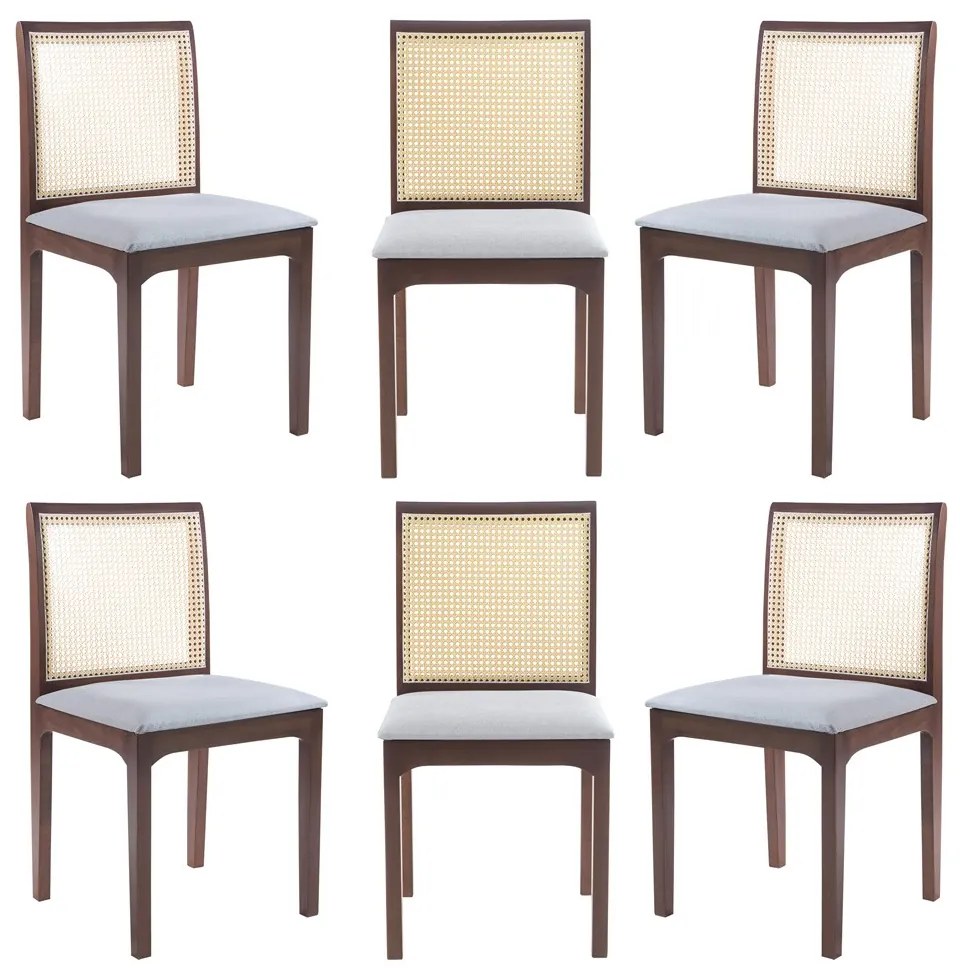 Kit 6 Cadeira Decorativa Sala de Jantar Steve Amêndoa G55 - Gran Belo