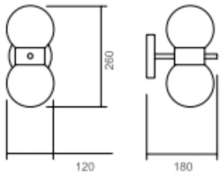 Arandela Orfeu C/ 2 Globos Ø12X26X26Cm 2L G9 / Metal E Globo Ø12Cm | U... (PT / ESC-V - Preto Text + Escovado, CLEAR)