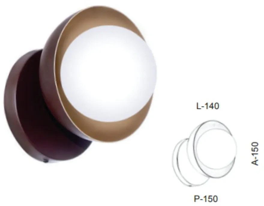Arandela Cúpula 14X15X15Cm Metal E Globo Ø10Cm 01Xg9 |Old Artisan Ar-5... (PRETO / COBRE BRILHO, FOSCO (BRANCO))