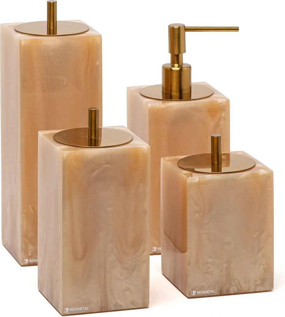 Conjunto Banheiro 4 Pçs Resina Honey Gold