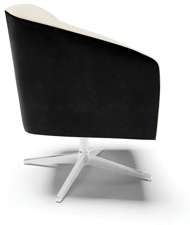 Poltrona Decorativa Giratória Cromada Stella Noz/Linho Bege D03 - D'Rossi