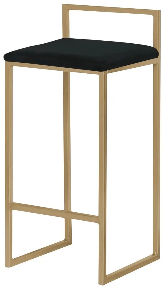 Banqueta Decorativa Jasmine Base Gold Veludo Preto G41 - Gran Belo