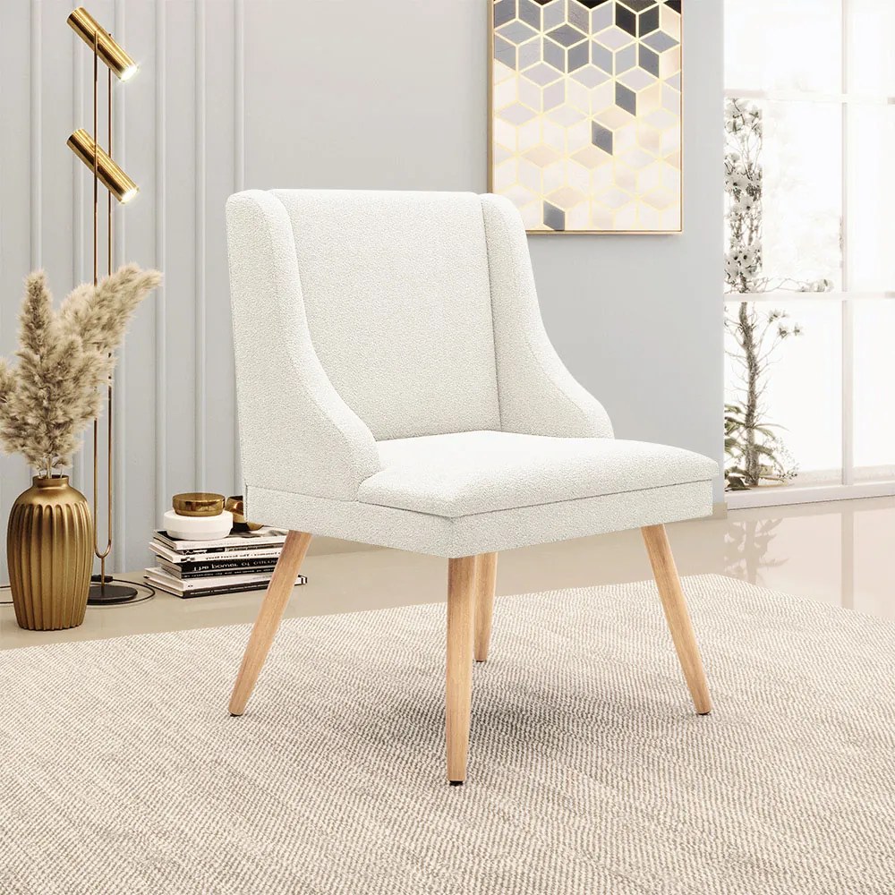 Cadeira Sala de Jantar Pé Palito Natural kit 2 Liz Bouclê D03 - D'Rossi - Off White