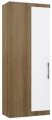 Guarda Roupa Canto Reto 90cm com 1 Porta Delphi Avelã/Branco L01  - Mp