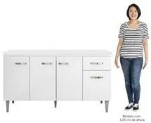 Balcão Gabinete Para Pia Com Tampo 150cm 4 Portas e 1 Gaveta Gabriela