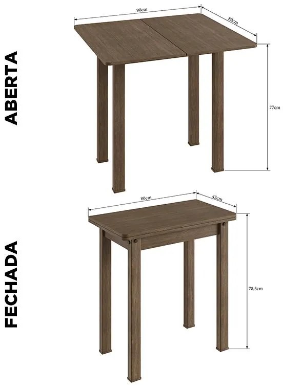 Mesa De Jantar Dobrável Multiuso Cozinha Mdf - Ameixa Negra