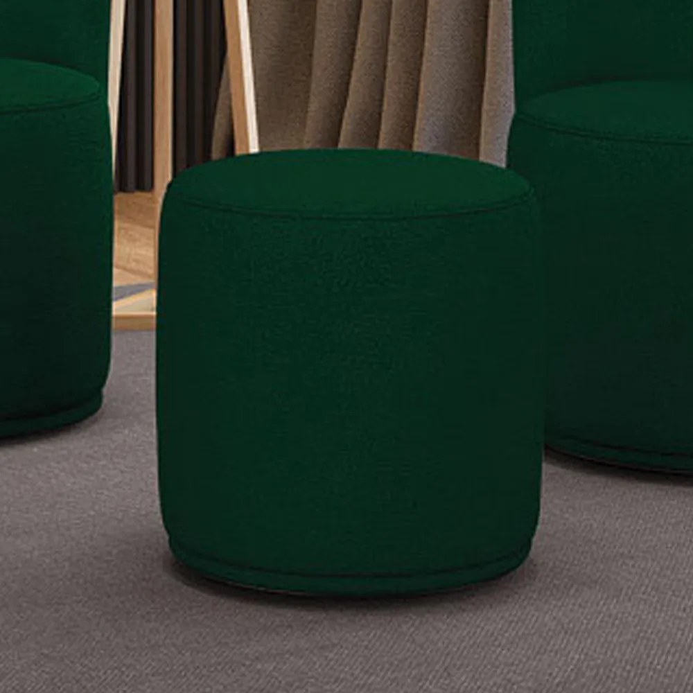 Puff Redondo Orgânico para Sala kit 2 Malu Bouclê M11 - D'Rossi - Verde