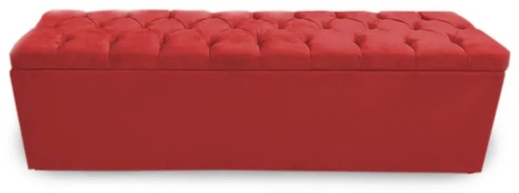 Calçadeira Baú Solteiro 90cm Nicole Capitonê Suede Vermelho - Sheep Estofados - Vermelho