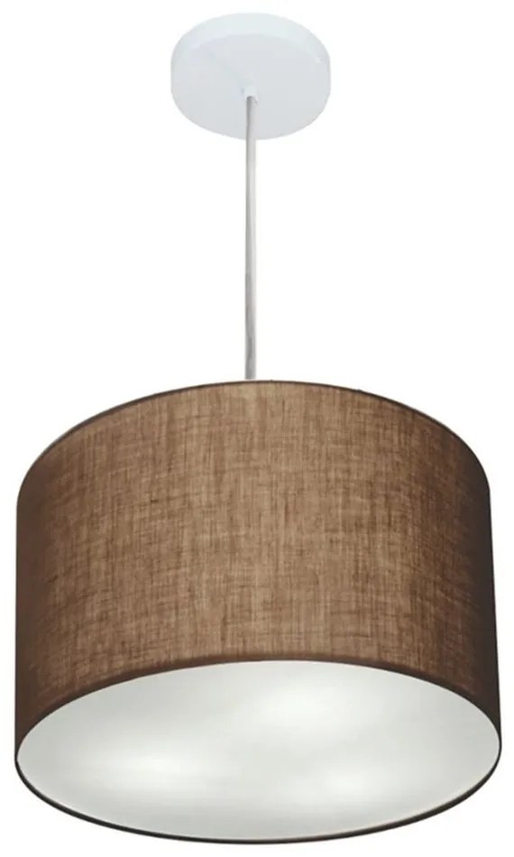 Lustre Pendente Cilíndrico Md-4211 Cúpula em Tecido 35x25cm Café - Bivolt