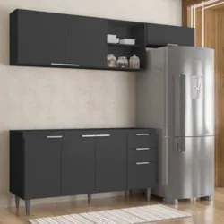 Armário de Cozinha CP03 Para Pia 150cm Pérola Z34 Preto     - Mpozenat