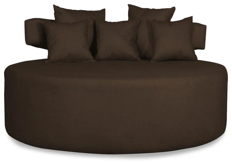 Sofá Chaise Eva Redondo 02 Lugares Suede Marrom