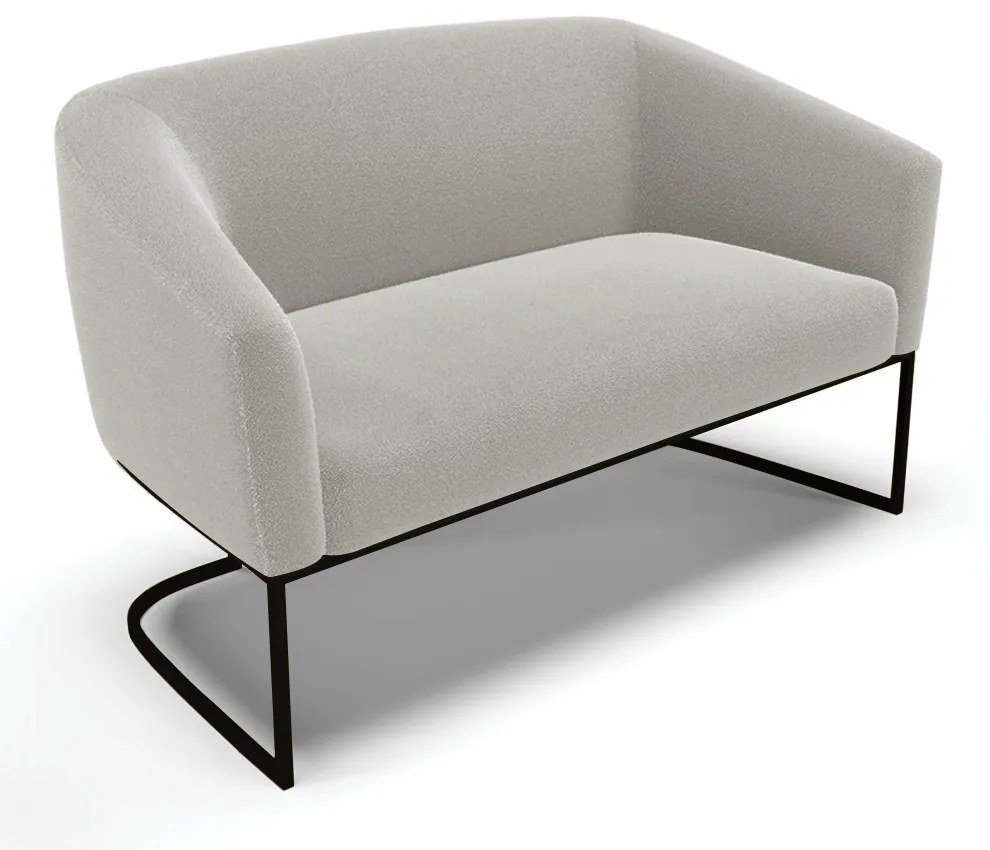 Sofá 2 Lugares Namoradeira Industrial Preto Stella Bouclê Cinza D03 - D'Rossi