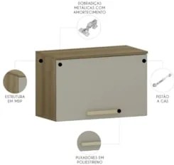 Armário de Cozinha 60cm Com 1 Porta Nádia Mocca/Avelã L01 - Mpozenato
