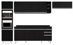 Armário de Cozinha Modulada 5 Peças CP17 Balcão com Tampo Preto - Lumi