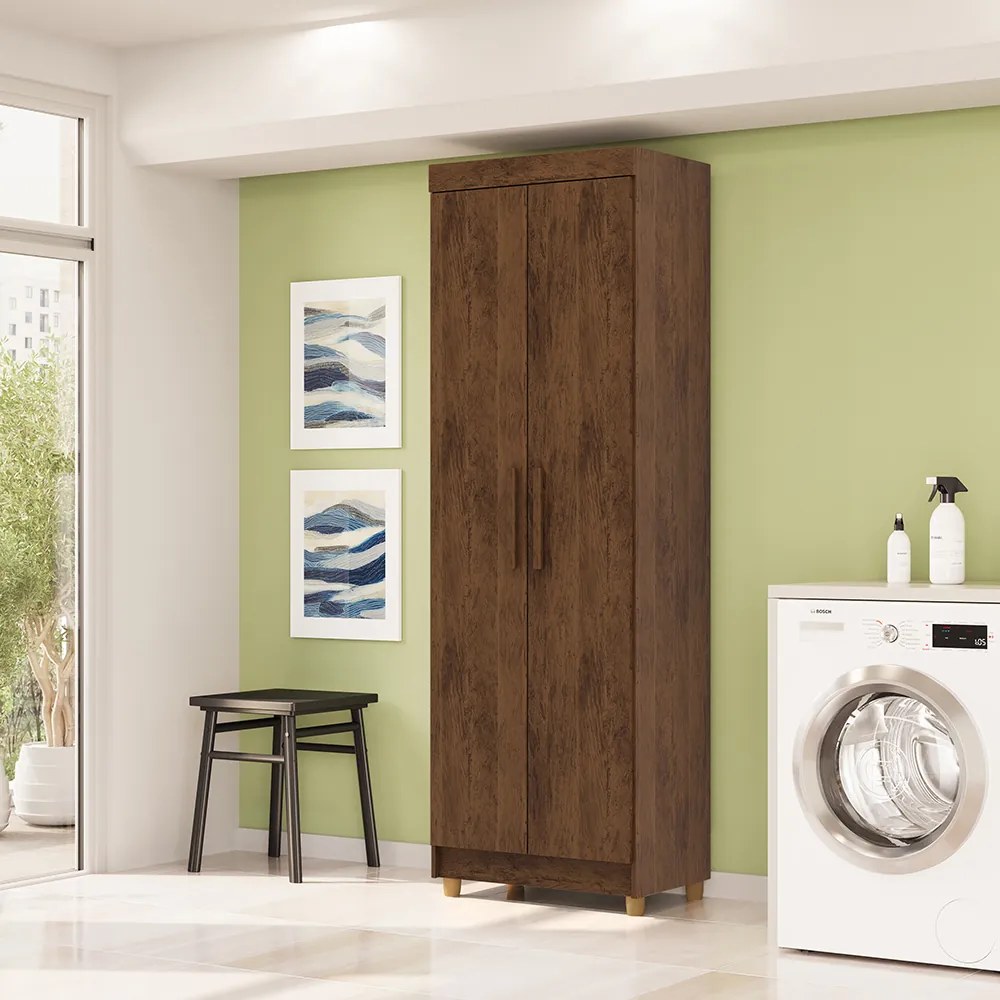 Armário Multiuso 61cm Alto 2 Portas Prateleiras Guiné Imbuia V01 - D'Rossi