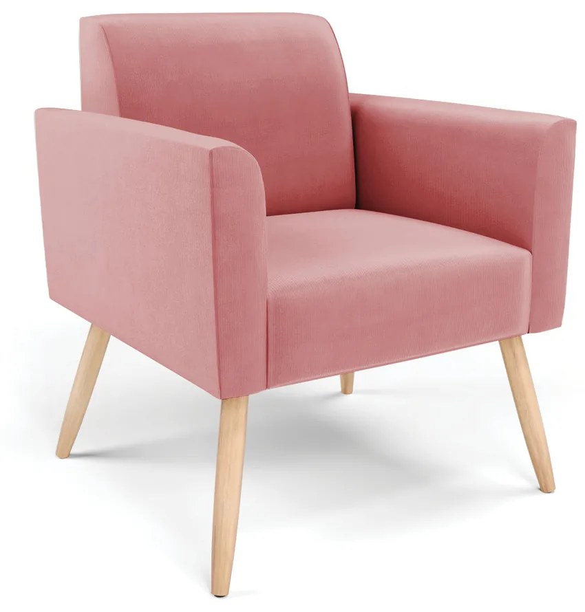 Sofá Namoradeira com Poltrona Pés Palito Natural Marisa Suede D03 - D'Rossi - Rose