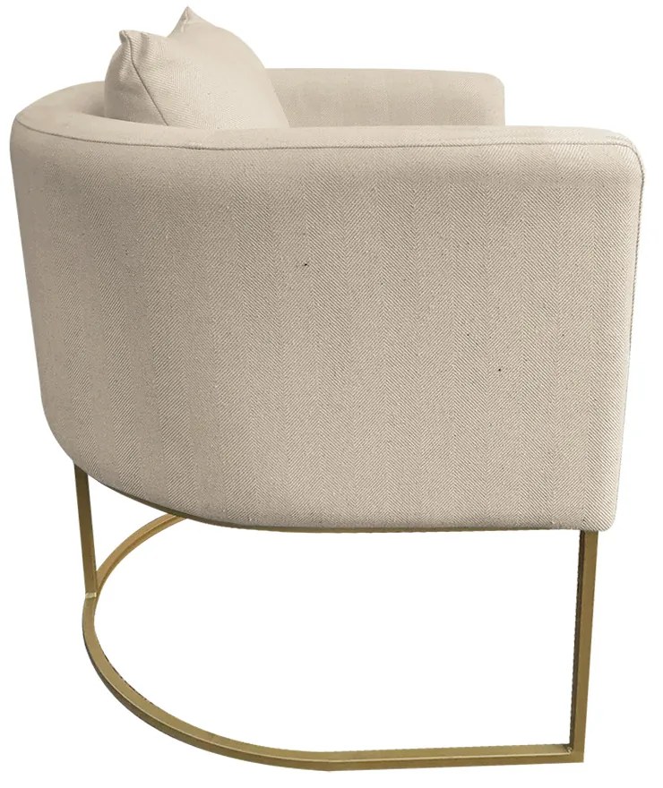 Kit 02 Poltronas Paola Linho Base Metálica Dourado D03 - D'Rossi - Grosso Bege A19