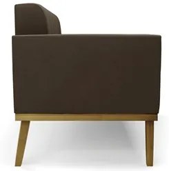 Sofá Namoradeira e 2 Poltronas Base Madeira Castanho Ana Suede Marrom