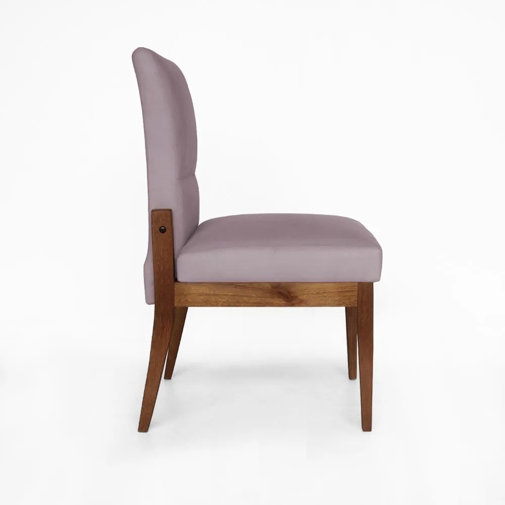 Cadeira De Jantar Aurora Base Madeira Maciça Estofada Suede Crepe