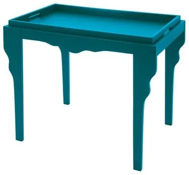 Mesa de Apoio de Madeira Retrô Tramontina 84 x 49 x 71 cm Turquesa com Bandeja