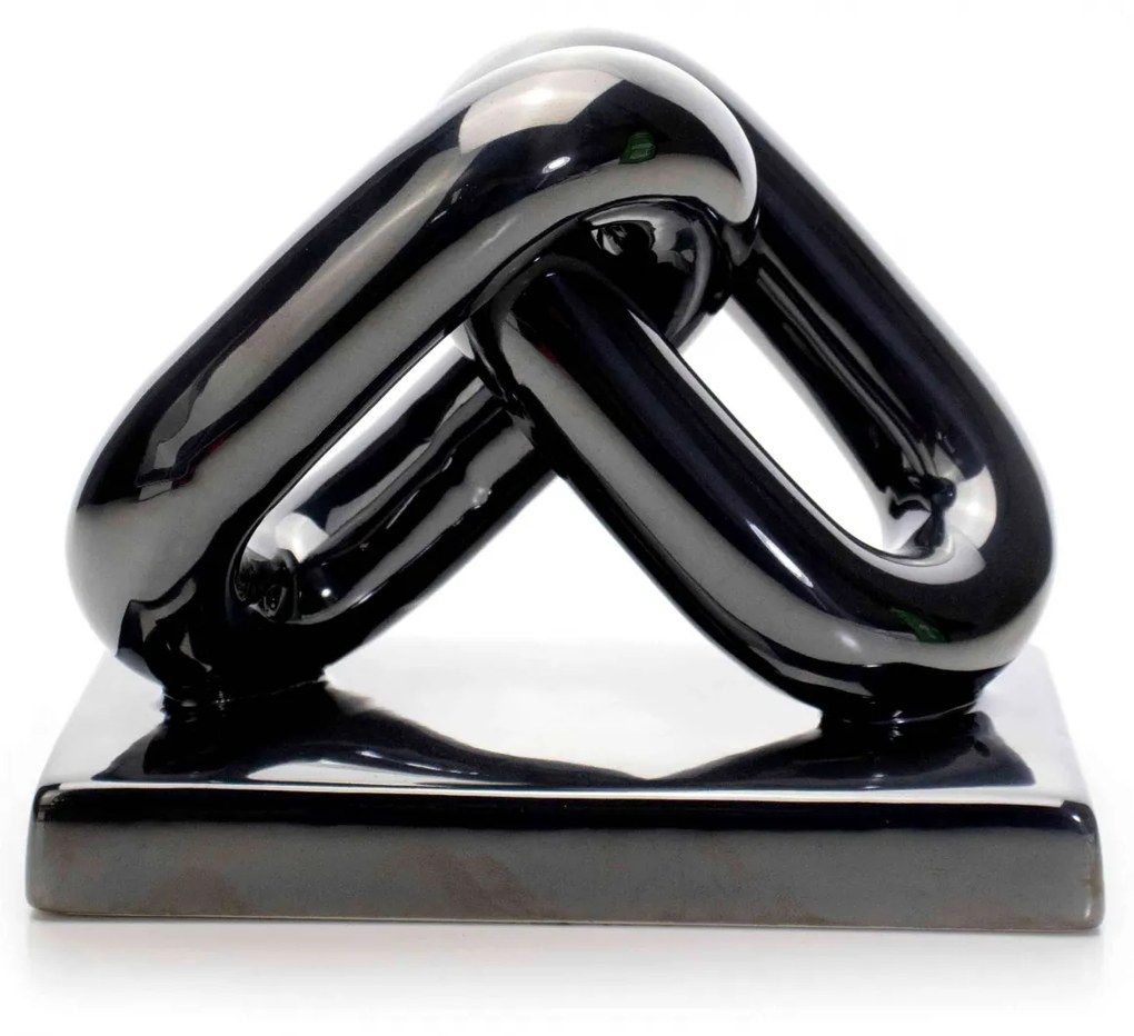 Escultura Decorativa Elos Em Cerâmica Chumbo 12x15x8,5 - D'Rossi