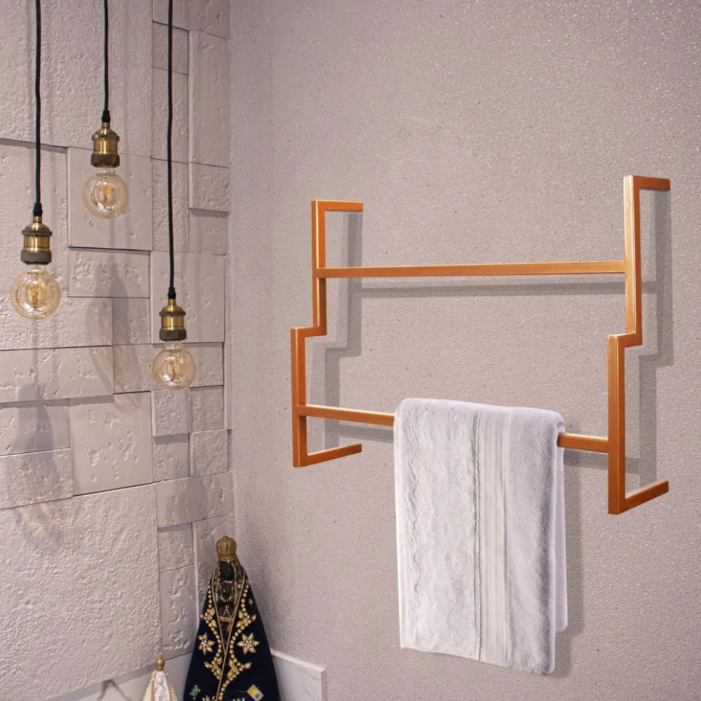 Porta Toalha de Banho Industrial Metálico 60 cm - D'Rossi - Cobre