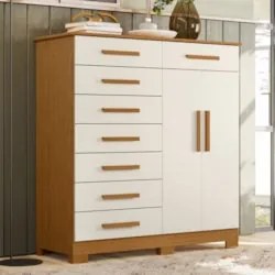 Cômoda Para Quarto 2 Portas 125cm Verona Off/Cinamomo - Albatroz